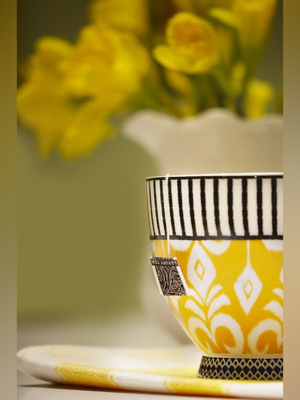 Yellow Patterned Ceramic Cup  / Portabello  by Inspire 1/ Mug